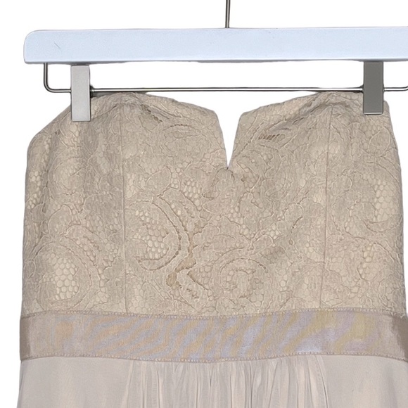 ADRIANNA PAPELL Almond Strapless‎ Stretch Tulle Lace Dress - Picture 4 of 8